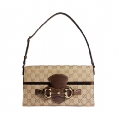 Gucci Women Horsebit Ristretto medium shoulder bag sand and brown GG canvas A0020Y FAFY1 9651