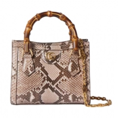Gucci Women Gucci Diana python small tote bag pink 675800 EKN0G 5734
