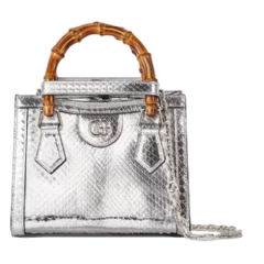 Gucci Women Gucci Diana python small tote bag silver-toned ‎707449 EAA75 8106