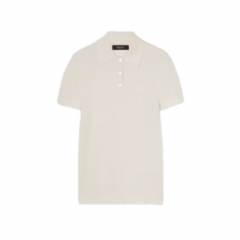 Gucci Women Cashmere silk polo shirt with embroidery white ‎867189 XKFHQ 9791