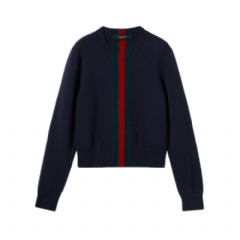 Gucci Women Fine knit wool sweater with Web 864112 XKFG6 4154