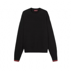Gucci Women Cashmere wool sweater with Web trim black 810341 XKEWI 1152