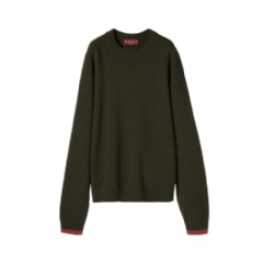 Gucci Women Wool cashmere sweater with Web trim dark green 810341 XKEWI 3271