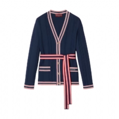 Gucci Women Self-tie cardigan with striped trim 691714 XKD26 4915