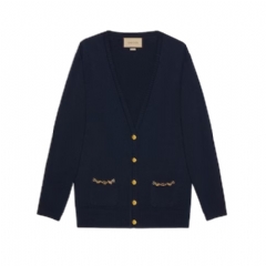 Gucci Women Cashmere cardigan with chain detail 662187 XKBYJ 4759