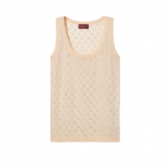 Gucci Women Fine silk tank top with GG crystals 856134 XKFC5 5012