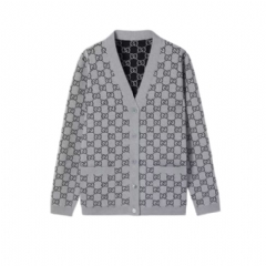 Gucci Women Reversible GG wool jacquard cardigan grey and black 798157 XKEJP 1045
