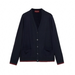 Gucci Women Extra fine cashmere silk cardigan navy ‎818588 XKENL 4027
