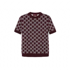 Gucci Women Reversible GG wool jacquard top bordeaux and white 798159 XKD8T 6419