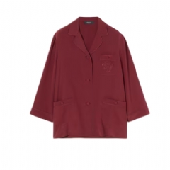 Gucci Women Silk crêpe de chine shirt with embroidery bordeaux 864493 ZAAOG 6032