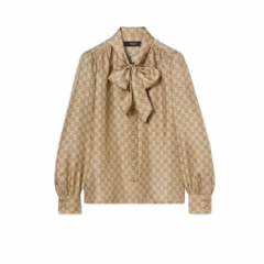 Gucci Women Printed silk twill shirt sand 860513 ZAUUN 2072