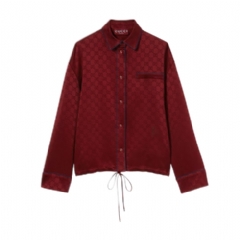 Gucci Women GG satin shirt with tie waist 836292 Z7ADF 6318