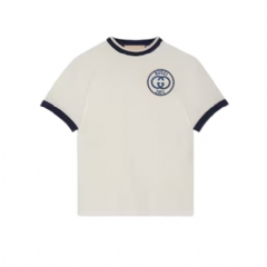 Gucci Women Cotton jersey T-shirt with Gucci embroidery off white 756596 XJFV8 9088