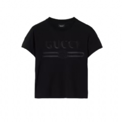 Gucci Women Cotton jersey T-shirt with devoré detail black 865017 XJHT1 1000