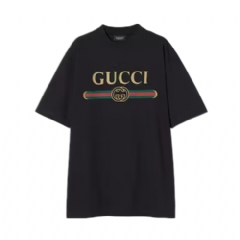 Gucci Women Cotton jersey and silk T-shirt with print black ‎865015 XJHUF 1152