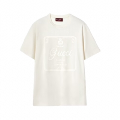 Gucci Women Soft cotton jersey T-shirt with print ivory ‎837959 XJHM3 9750