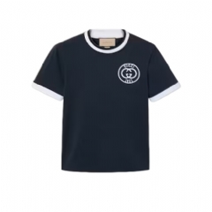 Gucci Women Cotton jersey T-shirt with embroidery navy 756596 XJFV8 4930