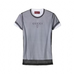 Gucci Women Double layered jersey T-shirt with print 856822 XJHQ5 9097