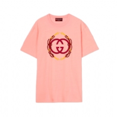 Gucci Women Cotton jersey T-shirt with print pink 837959 XJHMY 5010